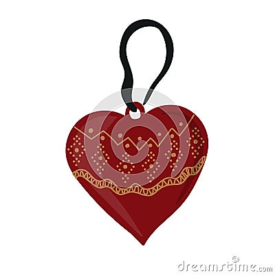 Heart shaped christmas decoration for Christmas tree Vector Illustration