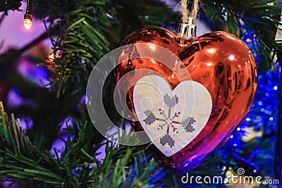 Heart-shaped christmas tree decoration. Stock Photo