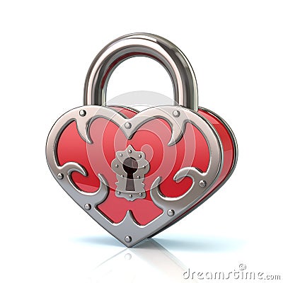 Heart shaped closed lock Cartoon Illustration