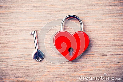 Heart shaped closed lock Stock Photo