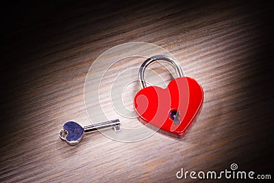 Heart shaped closed lock Stock Photo