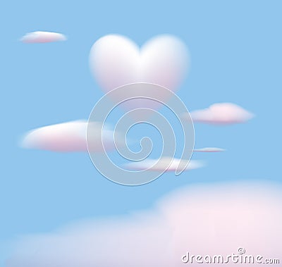 Heart shaped cloud Vector Illustration