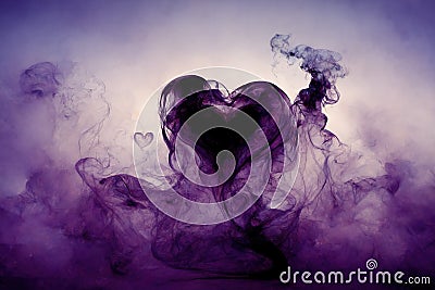 abstract Heart shaped cloud, beautiful magic smoke heart. Stock Photo