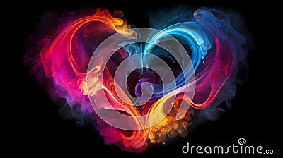 Heart Shaped Colorful Powder Background Stock Photo