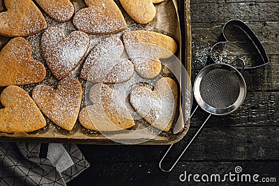 Heart-shaped cookies Stock Photo