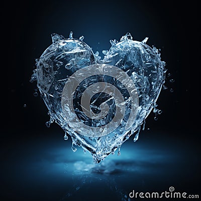 A heart-shaped crafted from ice, shimmering with frosty beauty, symbolizing love and elegance Stock Photo
