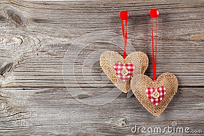 Heart shaped decoration made of wood Stock Photo