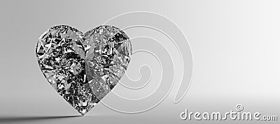 Heart shaped diamond, precious jewelry. Valentine`s day Cartoon Illustration