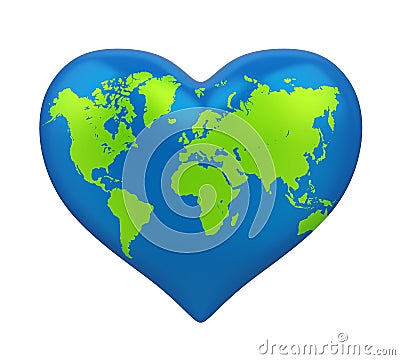 Heart Shaped Earth Isolated Stock Photo