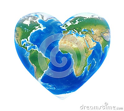 Heart Shaped Earth Isolated Stock Photo