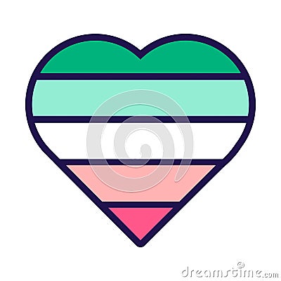 Outline Flag Heart Abrosexual Pride Icon Vector Illustration