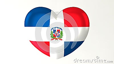 Heart-shaped flag 3D Illustration I love Dominican Republic Cartoon Illustration