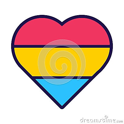 Outline Flag Heart Pansexual Pride Icon Vector Illustration