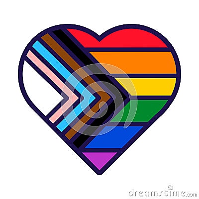 Outline Flag Heart Progress Pride Icon Vector Illustration