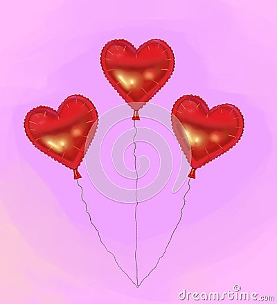 Heart shaped foil balloons on pink background Stock Photo