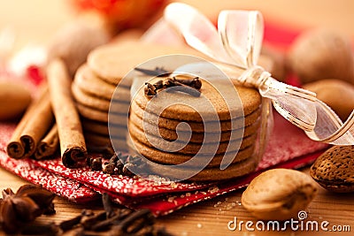 Heart shaped gingerbread cookies Stock Photo