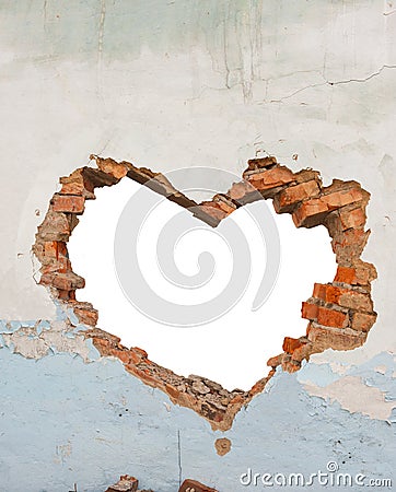 Heart shaped hole Stock Photo