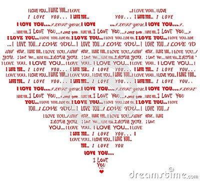 Heart shaped I love you red word cloud Vector Illustration