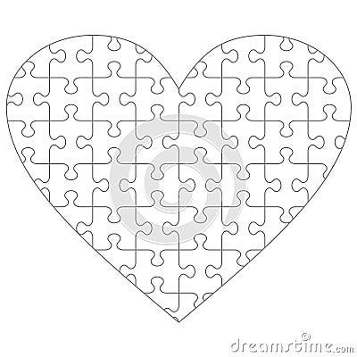 Heart shaped jigsaw puzzle template Vector Illustration