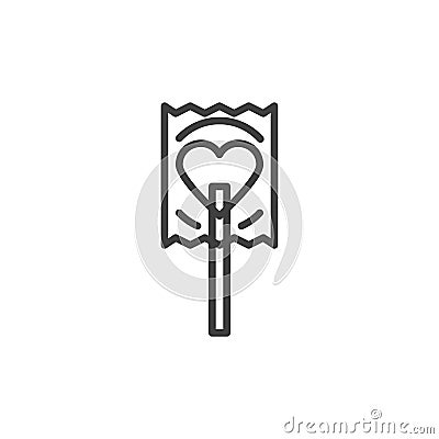 Heart shaped lollipop line icon Vector Illustration