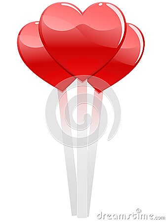 Heart Shaped Lollipops Vector Illustration