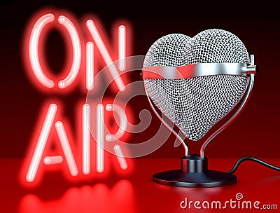 Heart shaped microphone on air Stock Photo