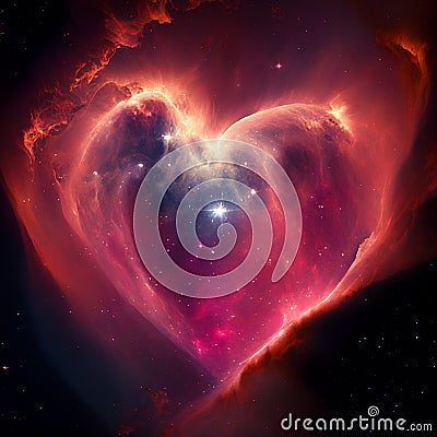 Heart shaped nebula. Heart galaxy. Astrological symbol of love Stock Photo