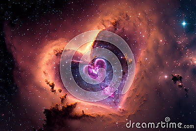 Heart shaped nebula. Heart galaxy. Astrological symbol of love Stock Photo