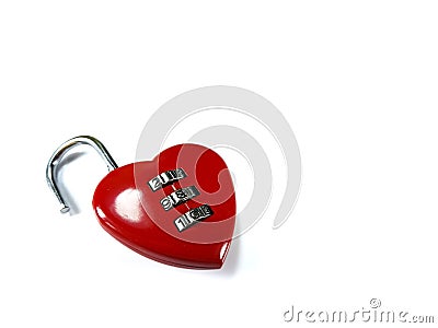 Heart shaped open lock with numerical locking mechanism Stock Photo