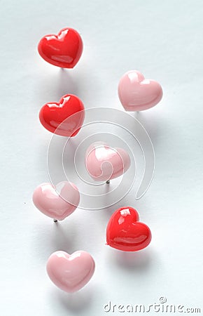 Heart Shaped Push Pins Stock Photo