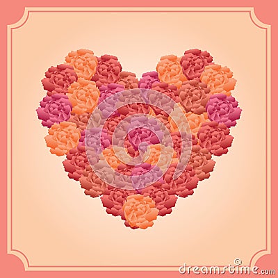 heart shaped rose collage. Vector illustration decorative design Vector Illustration