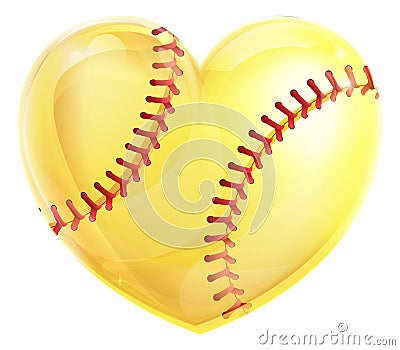 Heart Shaped Softball Vector Illustration