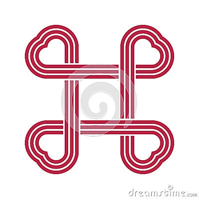 Heart Shaped Stripes Command Symbol Icon Vector Illustration