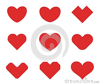 Heart shapes collection design template. St. Valentine day of love.Cardiology Medical Health care Logotype concept icons. Stock Photo