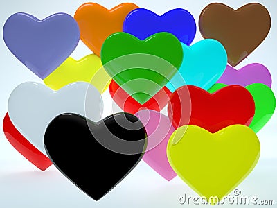 Heart shapes in various colors Cartoon Illustration