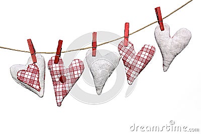 Heart shapes on washing line Stock Photo