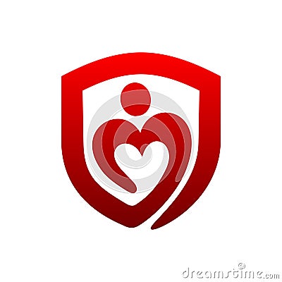 heart shield people logo concept Vector Illustration