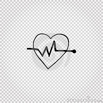 Heart sign. Heart rate, cardiogram. Medical doodle objects. Simple hand drawn vector illustration Vector Illustration