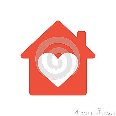 Heart sign in house icon, ed icon, love home symbol Vector Illustration