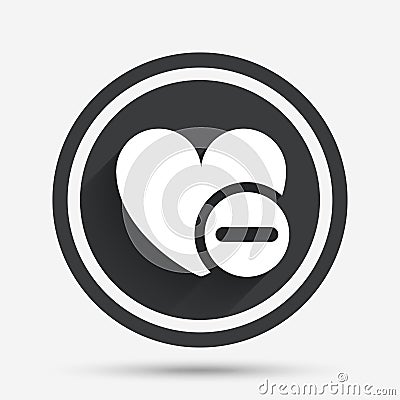 Heart sign icon. Remove lover symbol. Vector Illustration