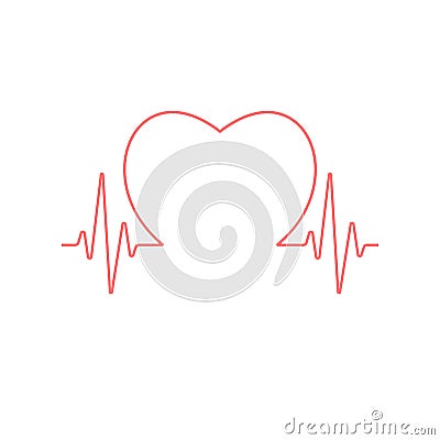 Heart sign inside pulse line Vector Illustration
