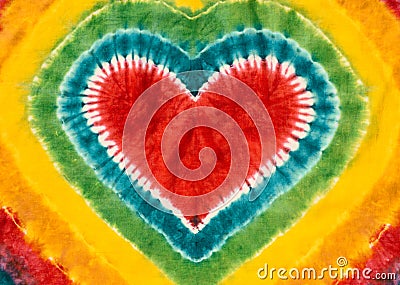 Heart sign tie dyed pattern background. Stock Photo