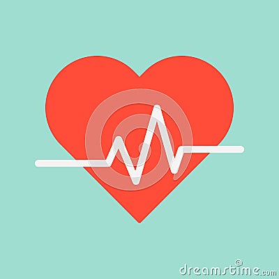 Heart signal, medical and hospital related flat design icon set Vector Illustration