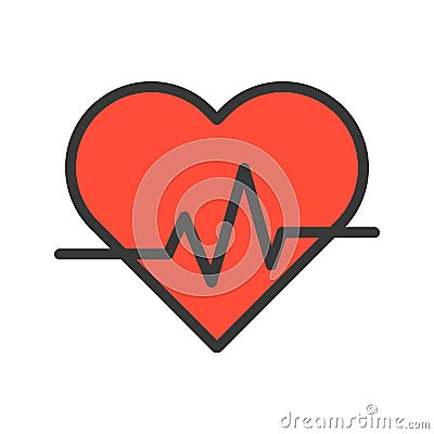 Heart signal, simple filled outline icon vector Vector Illustration