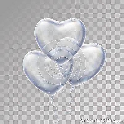 Heart Silver balloon on background. Vector Illustration