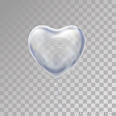 Heart Silver balloon on background. Vector Illustration