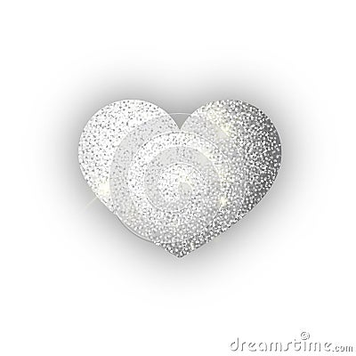 Heart silver glitter isoleted on white background. Silver sparkles heart. Valentine Day symbol. Love concept design Vector Illustration