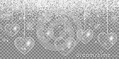 Heart silver glitter on a transparent background Vector Illustration