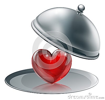 Heart on a silver platter Vector Illustration