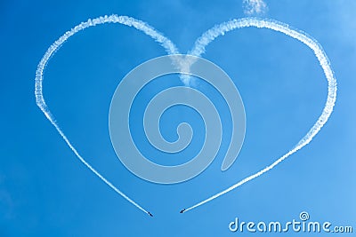 A heart in the sky from planes Stock Photo